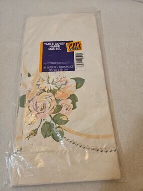 Vintage Retro Floral Paper Tablecloth Table Cover New Old Stock Sealed